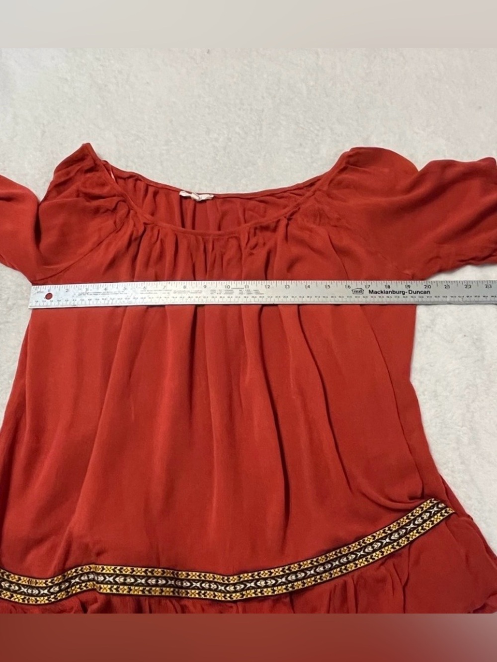 Easel Off Shoulder Size L Rust Peasant Blouse Ruffle Bell Sleeve Boho - Picture 6 of 10